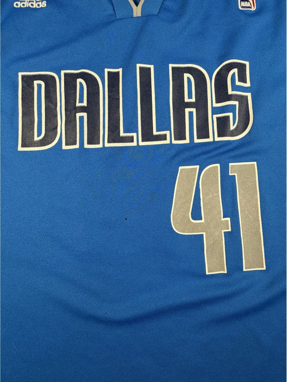 Adidas Dallas Mavericks Dirk Nowitzki #41 NBA Basketball Jersey Blue Large